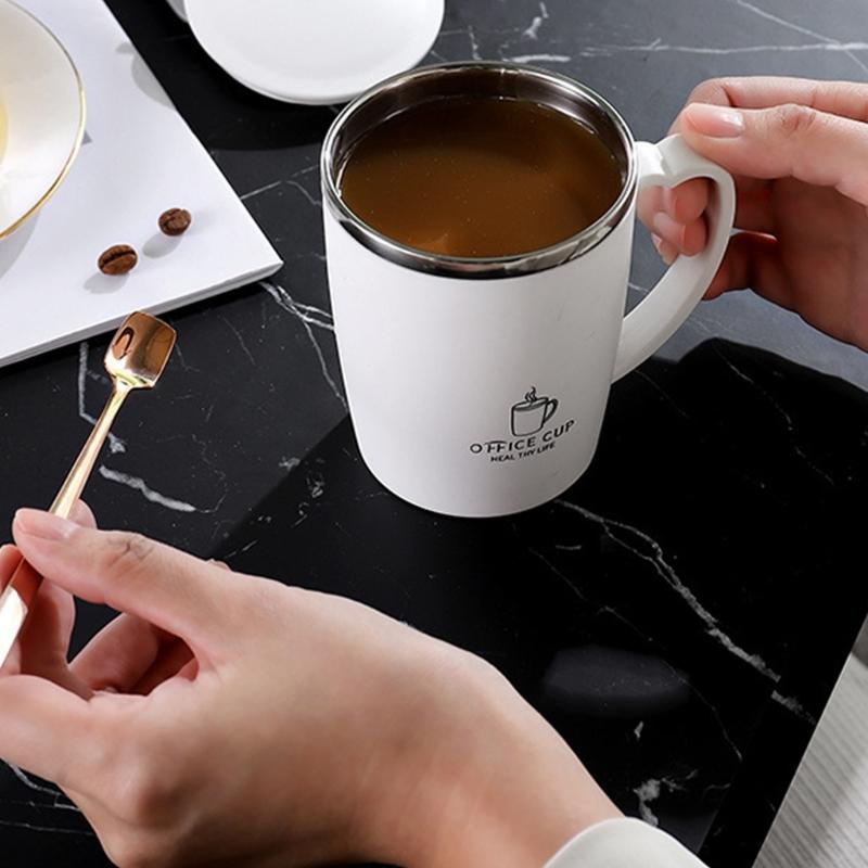 Termisk kaffemugg med lock och handtag Rostfri resemugg Vakuumvärmeisolering Vattenflaskor