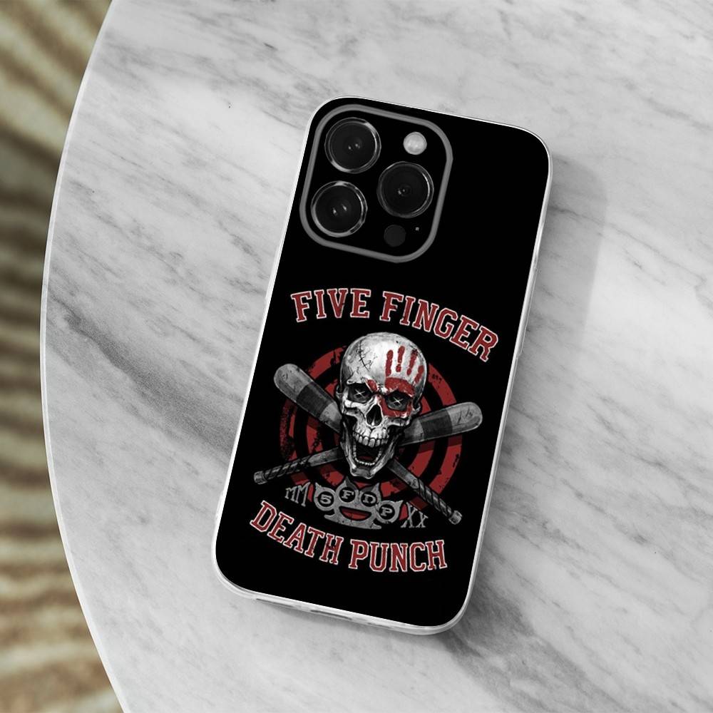 

F-Five Finger D-Death Punch Phone Case For iPhone 16,15,14,13,12,11 Pro,Max,Plus,X,XS,XR,SE,Mini Transparent Soft Cover iPhone16e