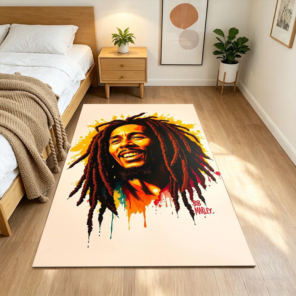 Bob Marley Area Rug Design for Entryway Outdoor Living Rooms Playrooms Anti-slip Rug Decorate Offices Perfect Gift for Women/Men
