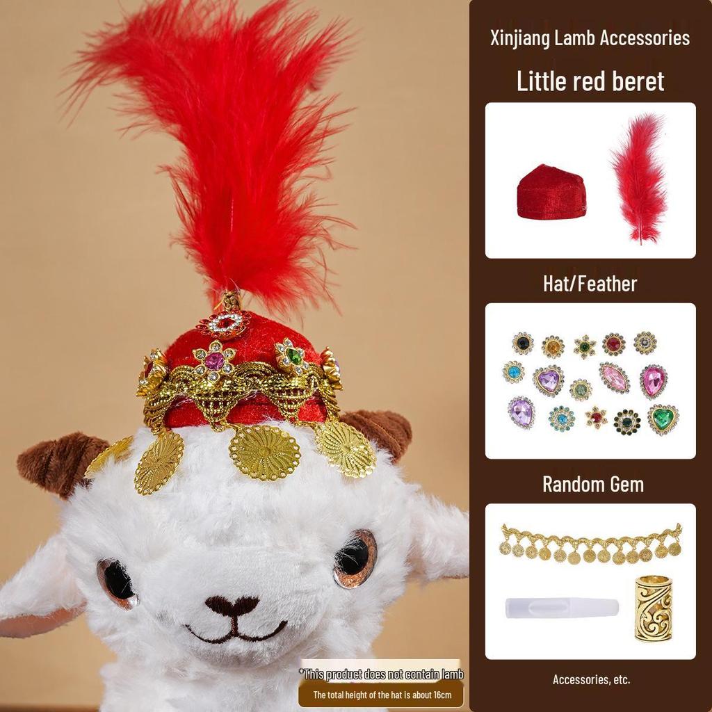 Xinjiang Lamb Hat: Rhinestone-Inlaid Triangle Cartoon Ethnic-Style Accessory for Tourism Wear