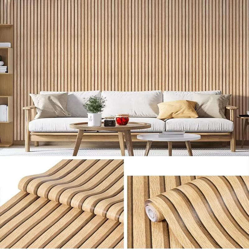 PVC Holzgitter selbstklebender Wandaufkleber für Heimdekoration Hintergrundwand Schrank Tischschrank Wand Holzmaserung Tapete
