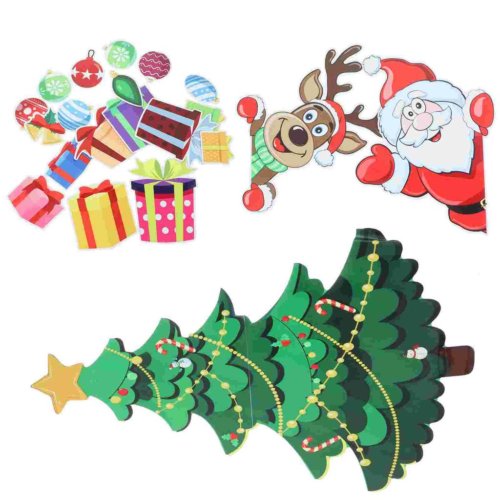 Christmas Refrigerator Fridge Magnets Waterproof Stickers Xmas Decor Fairy Lights