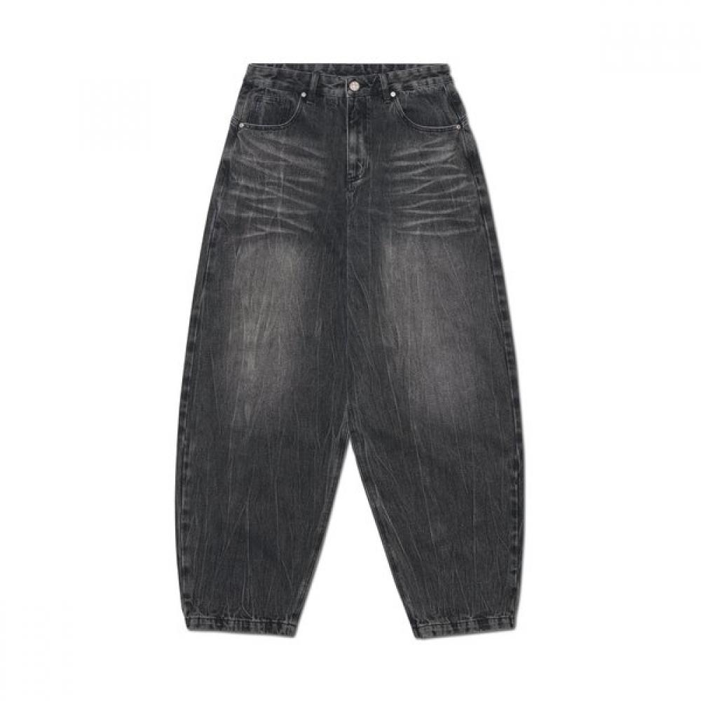 Nomanual Washed Jumbo Denim Pants Washed Gray S