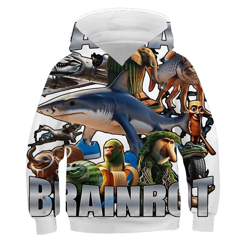 Felpa Casual con Cappuccio Italian Brainrot Shimpanzinni Bananini Tralalero Tralala Felpa Teen con Cappuccio Sport Maniche Lunghe Felpe Vogue