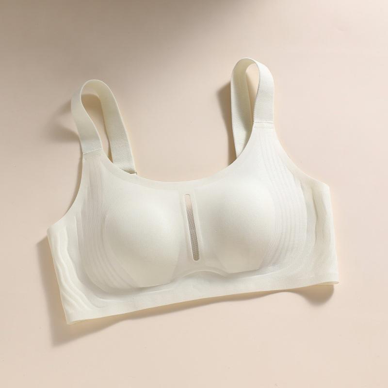

Seamless Lingerie Women s Rabbit-ear Gathering Bra Lifting and Tapering Secondary Breasts Soft Support Anti-sagging Bra Thin Style Push Up Bra M бежевый