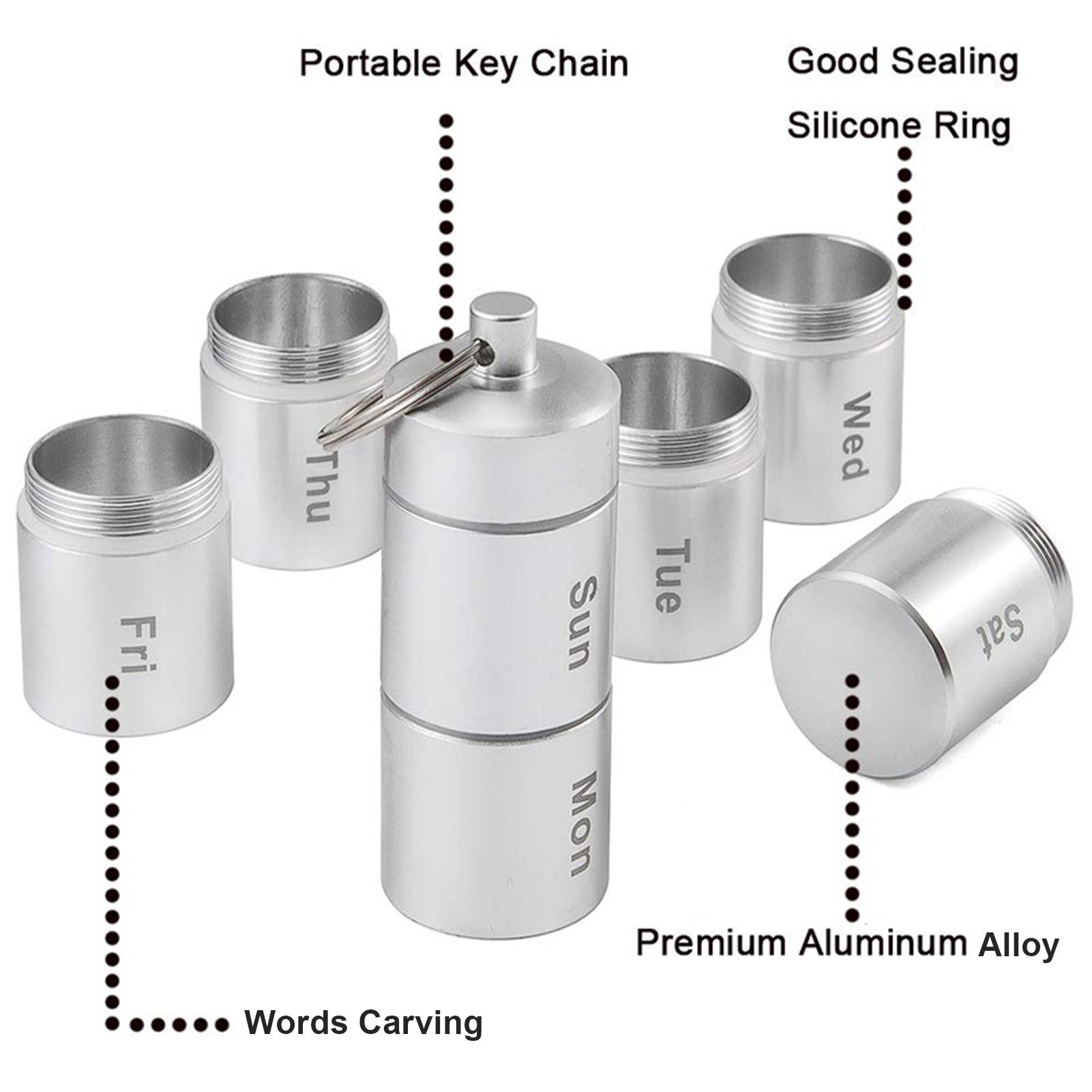 

Pill Organizer Aluminum Alloy Weekly Pill Box for Travel 7 Day Pill Case Daily Medicine Organizer Waterproof 7 серебряный