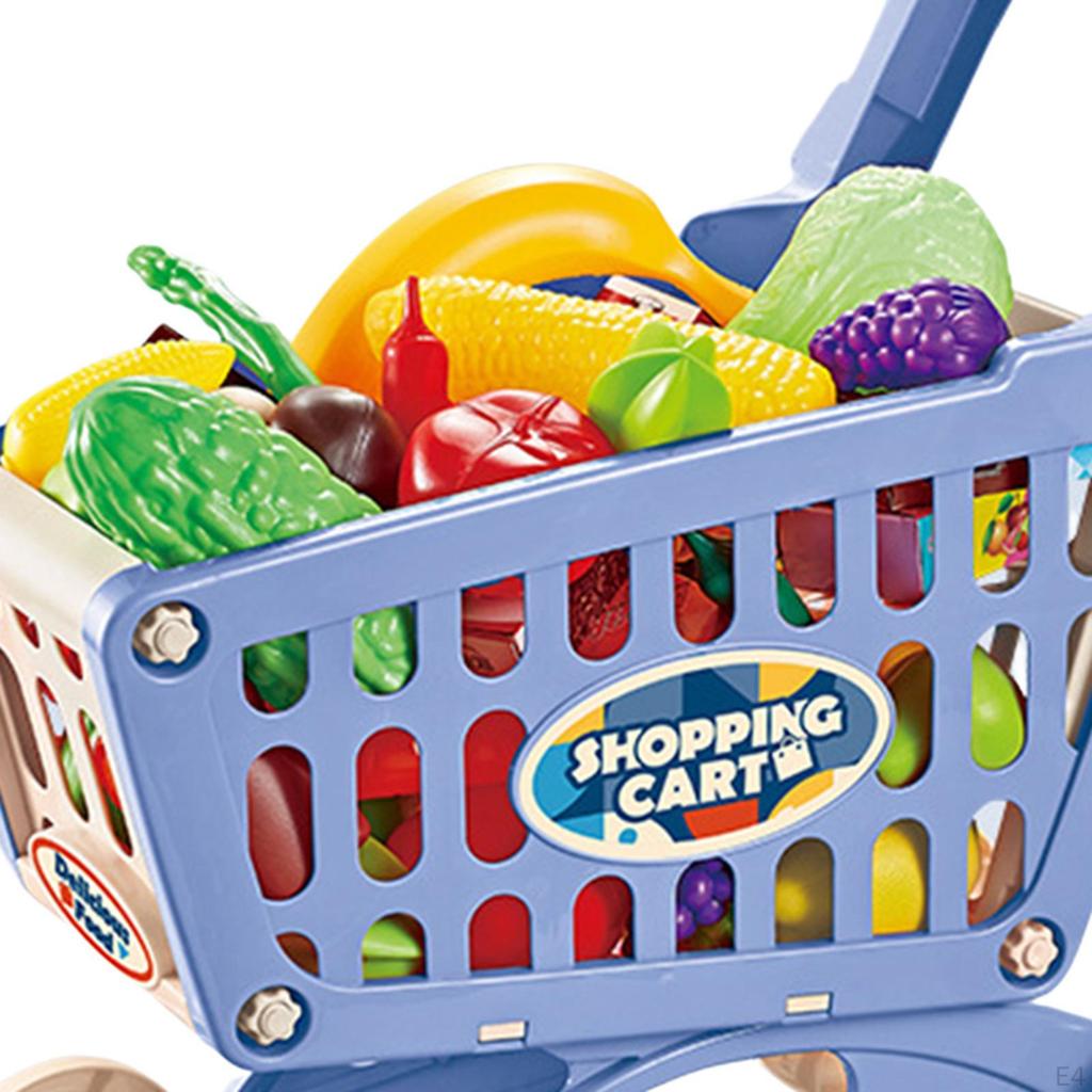 Children's Play Set 18.50'' Multifunctional Supermarket Trolley Handcart Toy for Kids
