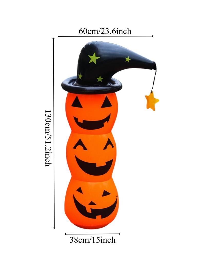 130cm Halloween Standing Inflatable Yard Decor, Inflatable White Ghost and Pumpkin for Home Yard Lawn Indoor Outdoor Decoration