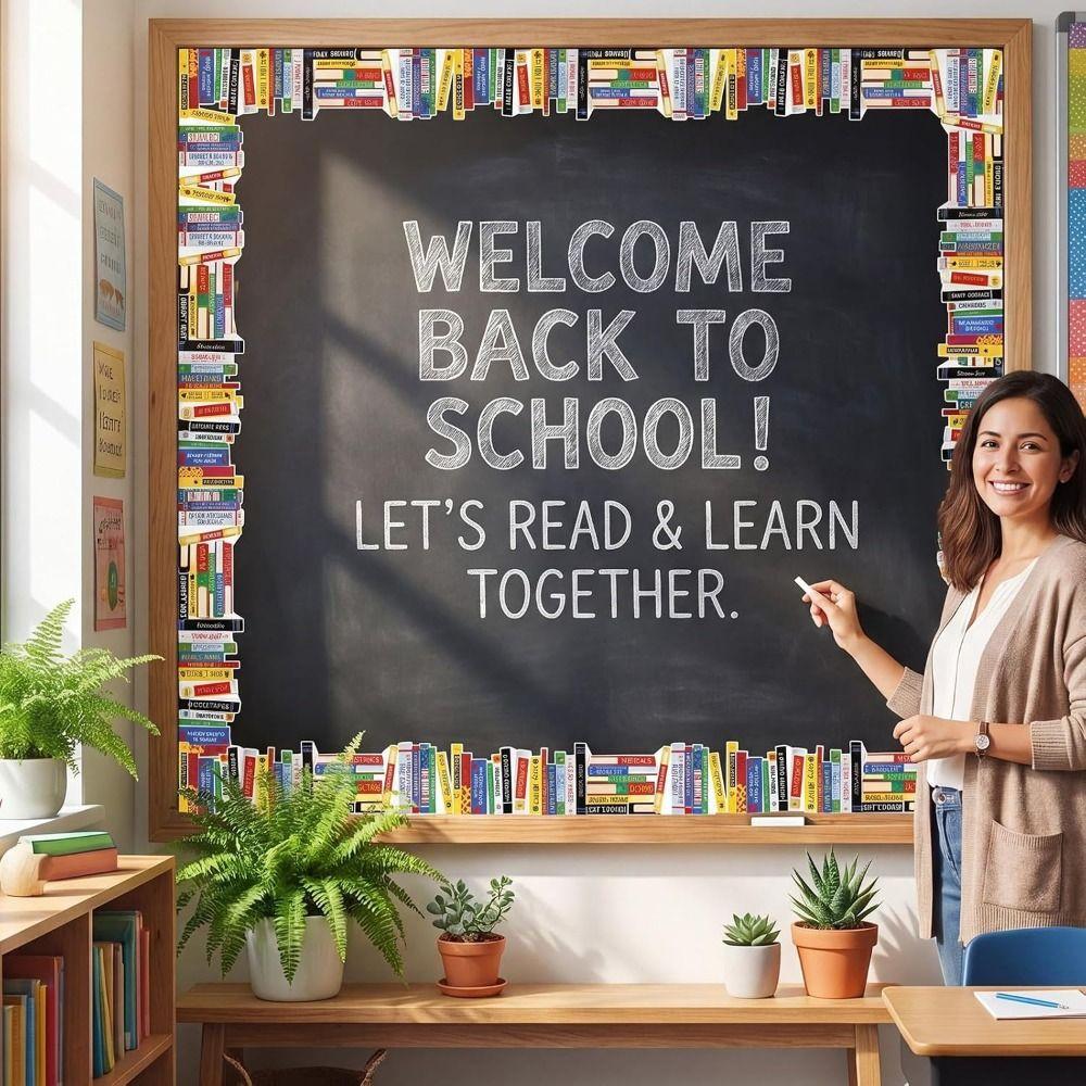 Book Pattern Bulletin Board Border Self Adhesive Classroom Border Sticker  Classroom Decoration