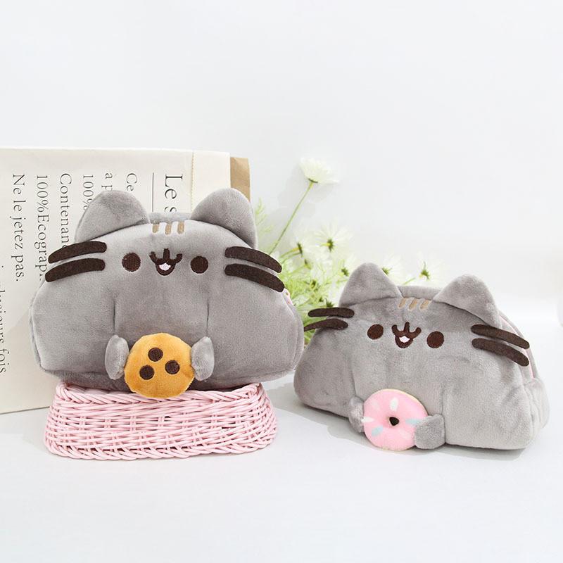 Cartoon Cute Cat Plush Makeup Bag Pen Case With Large Capacity For Girls And Teens