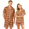 Couple Matching Pajama Set Short Sleeve Button Down Shirt with Hem and Shorts Set Soft Casual Sleepwear Available In Sizes S To XXXXL