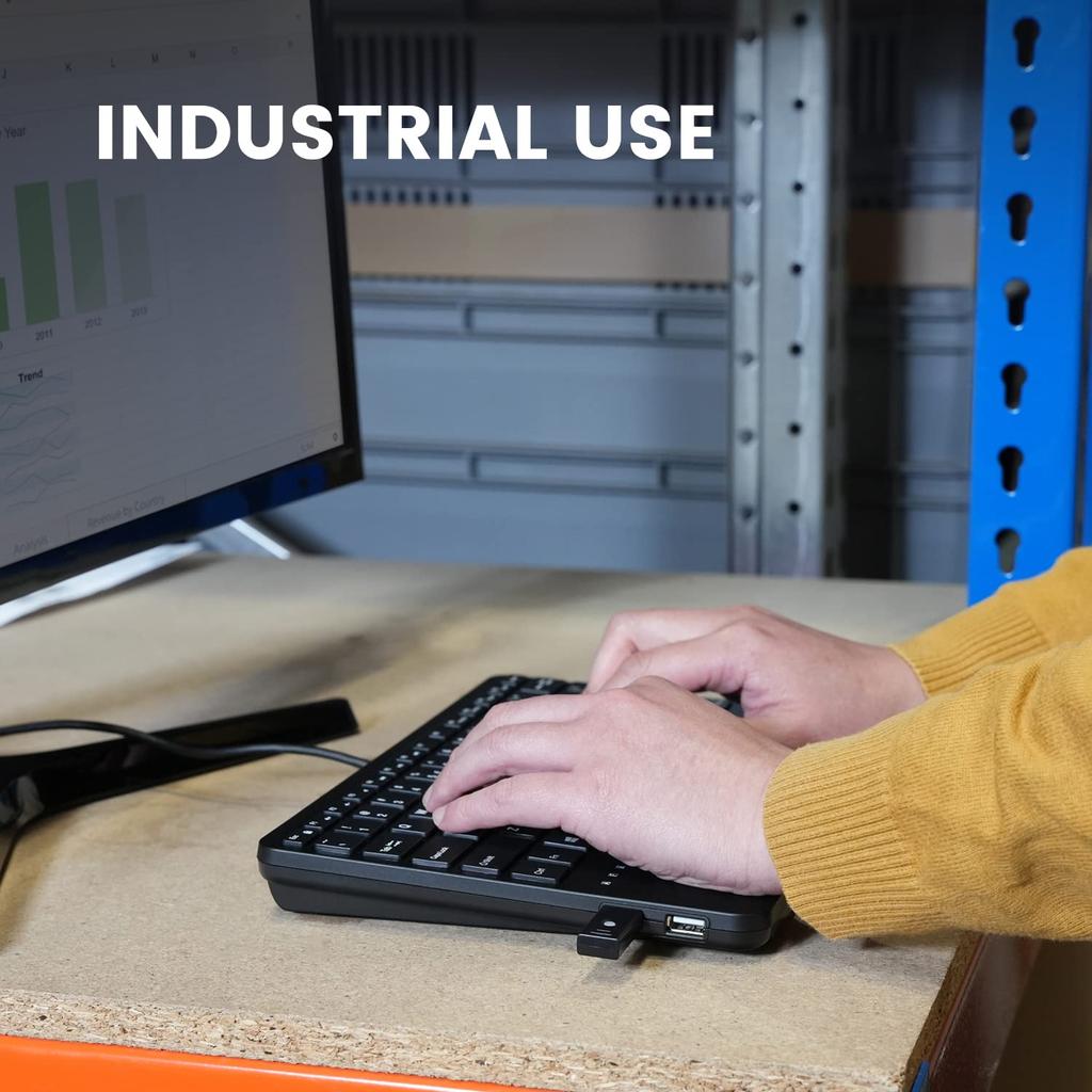 Perixx PERIBOARD-526 US Wired Mini USB Keyboard with Trackball - Scissors, 28.4 X 18.2 X 2.8 Cm, Built-in Dual USB Hub, Black, US Layout