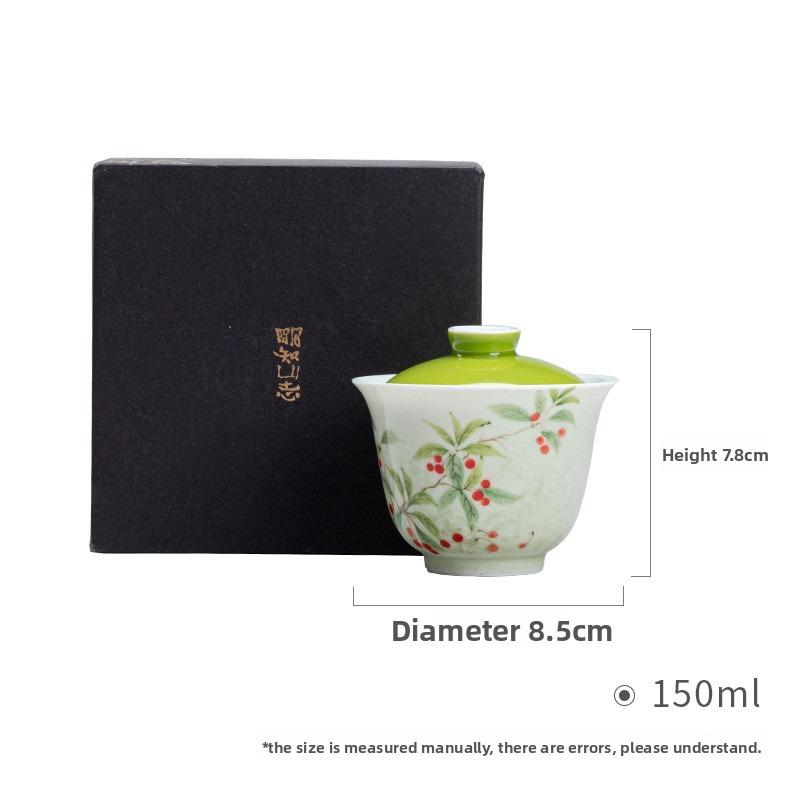 

Cuipiao Cherry Hua Chu Gaiwan Hand Painted Home Ceramic Brewing Bowl Kung Fu Tea Set with Lid Heat Resistant Chinese Style Cup