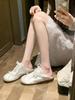 Sheepskin version~ Grape mother has the same ballet style, sweet girl, round head satin sports board shoes, bow, casual moral training