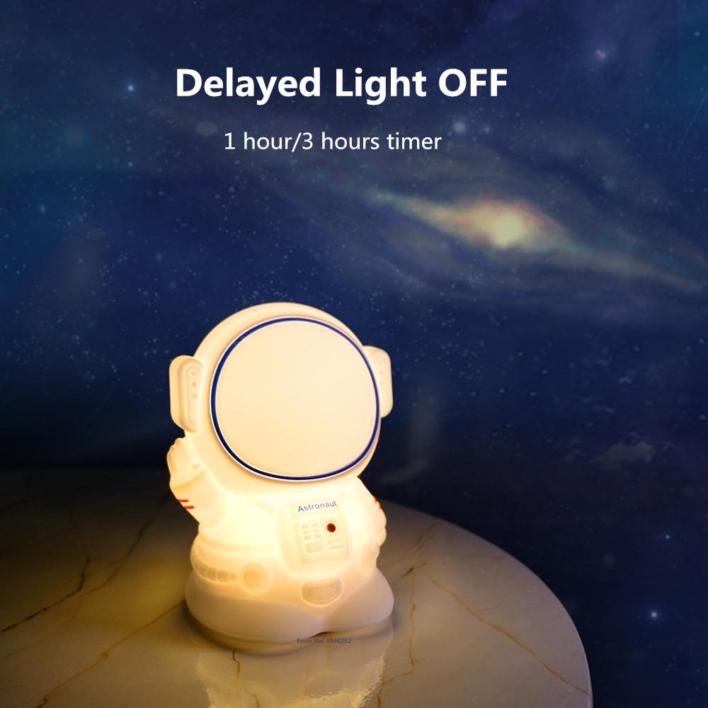 Lámpara de noche de astronauta con sensor táctil, LED RGB, recargable por USB, temporizador, lámpara de mesa de silicona para dormitorio