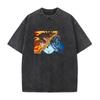 Demon Slayer Rengoku Kyoujurou Akaza Printed Tee Men Short Sleeve Clothing Washed Cotton T-shirt Vintage T Shirt
