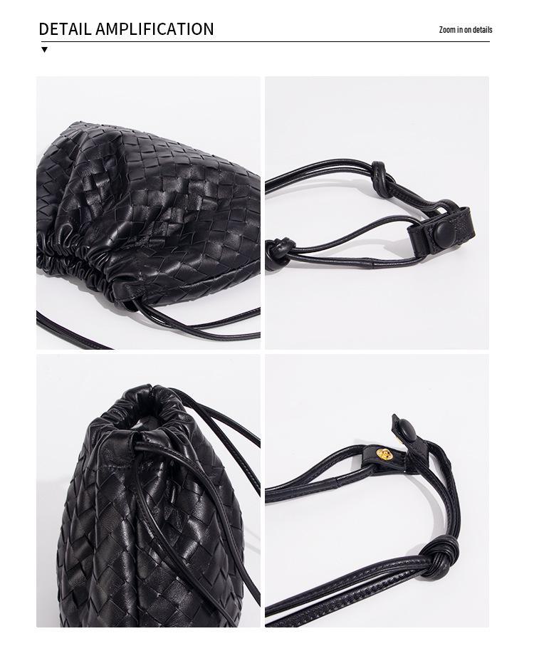 Large Lambskin Woven Commuter Shoulder Bag - Versatile, High-End Genuine Leather for Women.