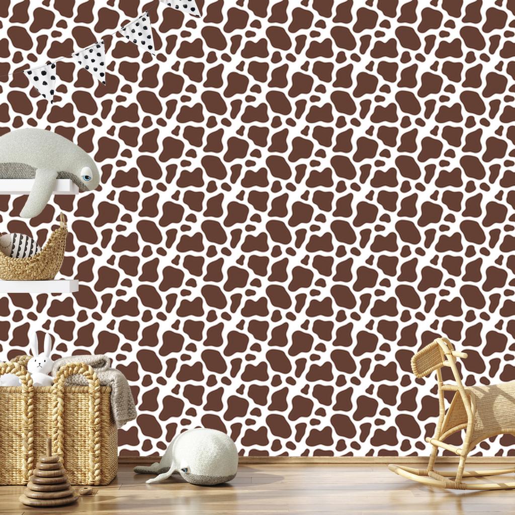 Cow Patches Wallpaper, Rust and Light Gray, for Living Room and Bedroom, 50x1000