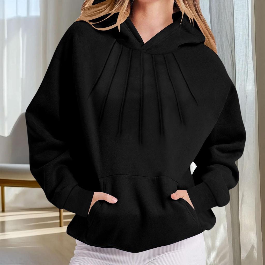 Women's Fashionable And Comfortable Long-Sleeved Solid Color Hoodie