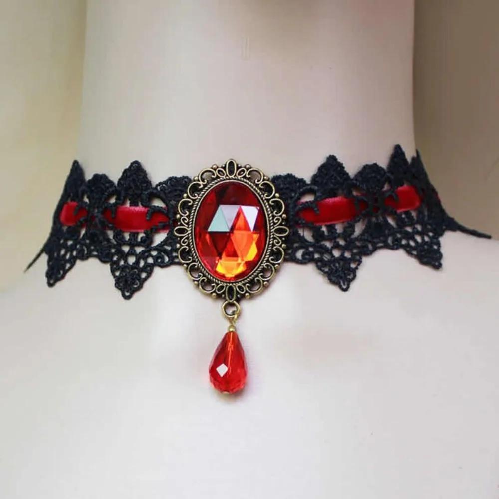 Collane Sexy Choker Gotici in Pizzo Nero con Cristalli Collana Choker da Collo Choker Vittoriano Vintage per Donna Gioielli Steampunk