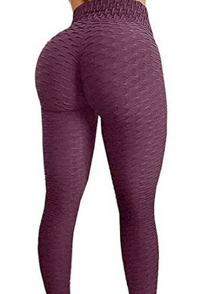 Europejski i Amerykański Styl Brzoskwiniowe Legginsy do Jogi Żakardowe Podnoszące Pośladki - Spodnie Sportowe z Wysokim Stanem