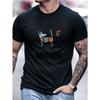 Europäische Größe Herren Mambo-Muster T-Shirt - Skurriles Hunde-Artwork, Trendy und Lustig, Stoff, Rundhalsausschnitt, Kurze Ärmel Sommerstil, Lässiges T-Shirt