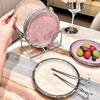 Nishida Stylish Round Set of Pastel Dishwasher and Microwave Cake Medium Plate with Gold Plates, 3, 15cm, Ceramic, Colors, Safe, Plate, (White Rim)