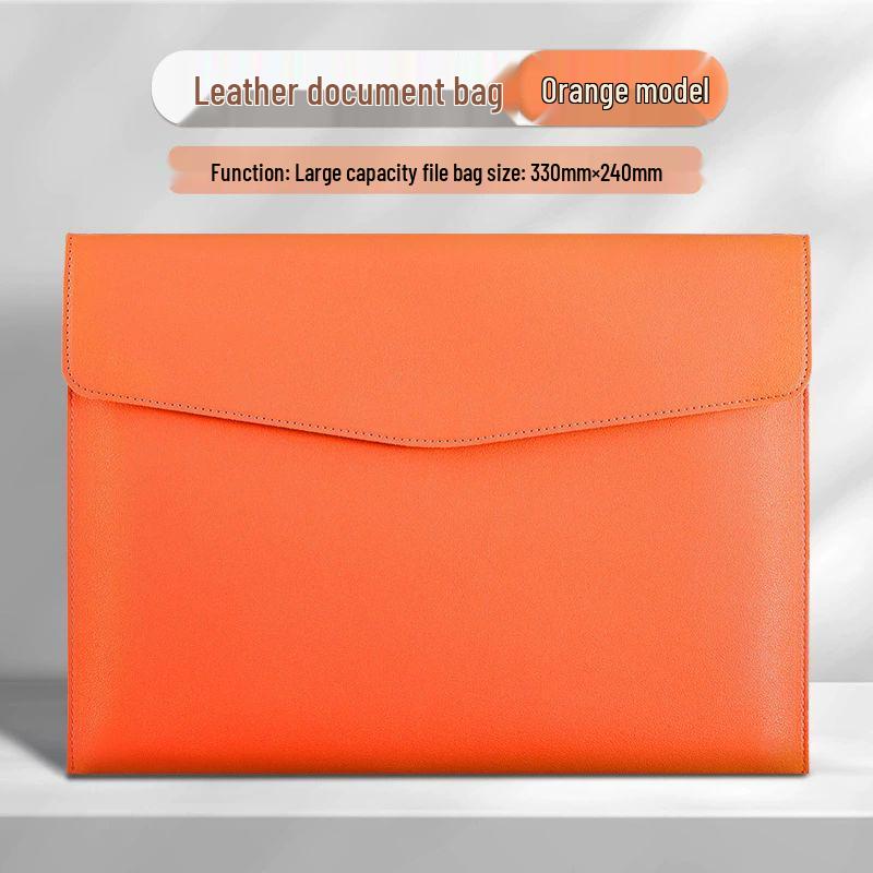 Waterproof Leather A4 File Folder with Snap Button - Business Storage Bag, Customizable Logo