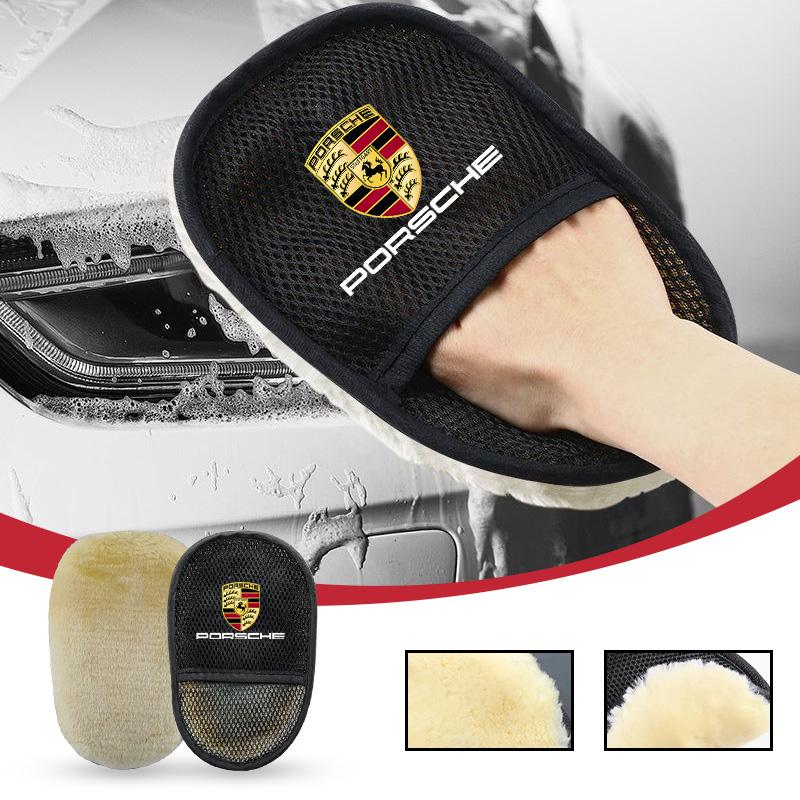 1ks Mycí rukavice z ovčí vlny Sametové zesílené s kašmírovou vlnou Utěrka na auto Rukavice pro Porsche Cayenne Panamera Macan 911 718 Taycan