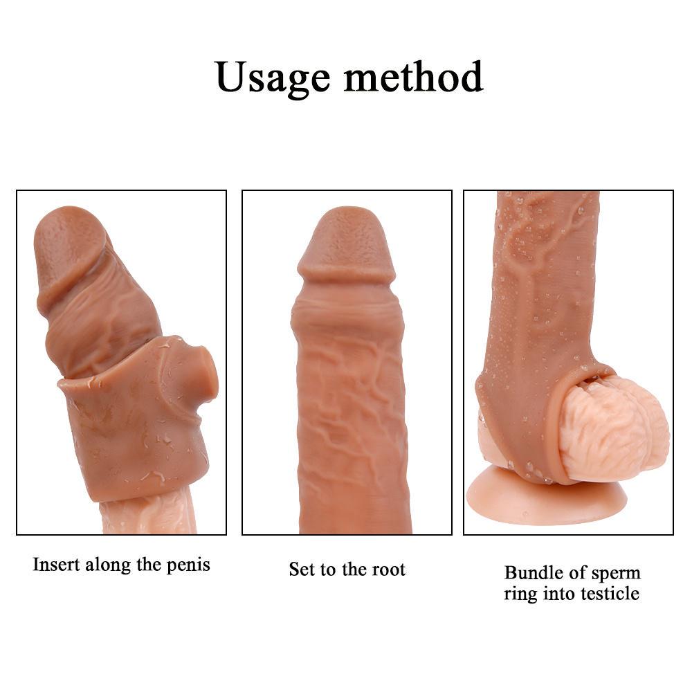 MoDi Realistic Penis Extender Ring Collars Delay Device Enlarge Sex Toy For Man Silicone Condoms