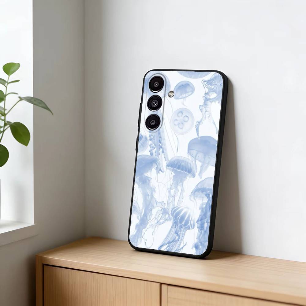 INS C-Cartoon Jellyfish Phone Case For Samsung Galaxy A20,21s,22,31,32,52,53,72,73,80,91 Soft Black Shell