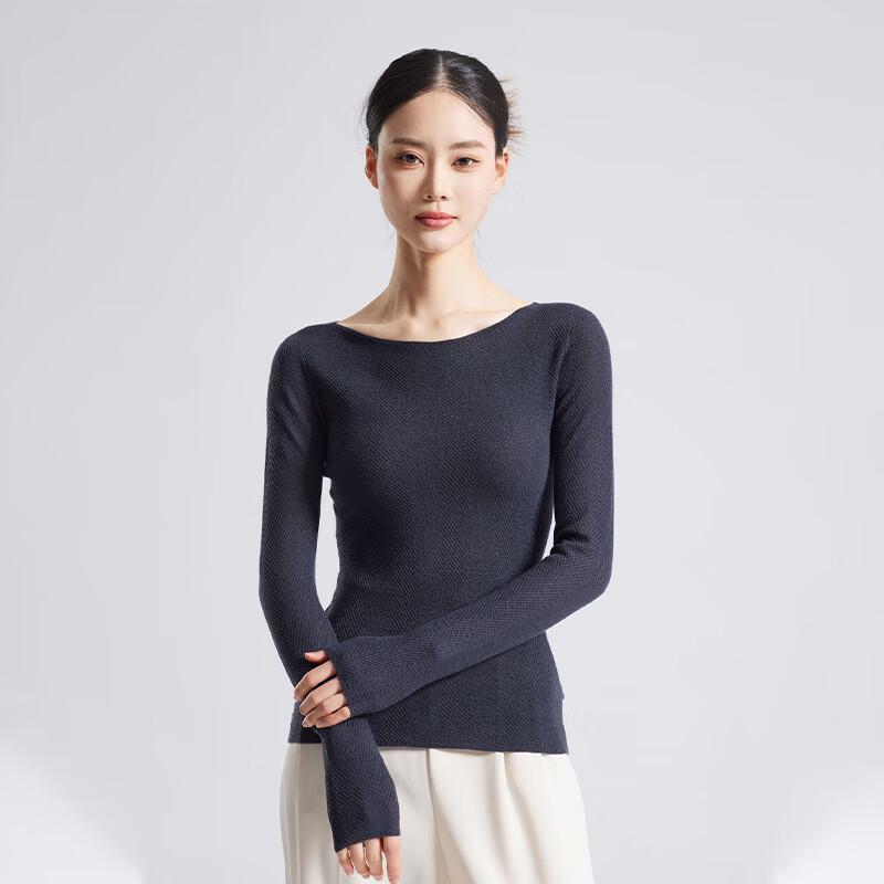 Fengxun Seamless Low Round Neck Silk Cashmere Blend Base Layer Sweater