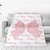 Pink Bow Blanket Custom Name Personalized Flannel Baby Blanket For Sofa Soft Birthday Gift Customized Blankets For Boys Girls