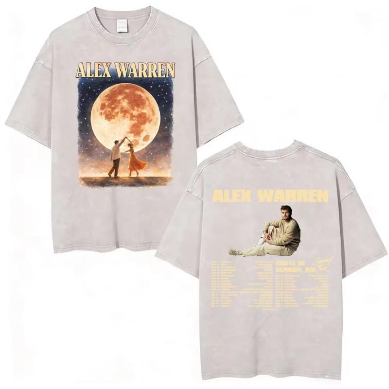 Alex Warren Little Orphan Alex Live Tour 2026 Graphic T Shirt Men's Clothing Vintage Washed T-shirts Casual O-Neck Loose T-shirt