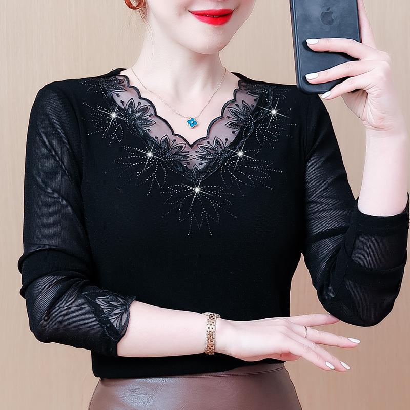 

Осенний топ женский новый с длинным рукавом внутренний в зарубежном стиле осенняя базовая рубашка женская 5XL