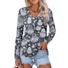 Women's Casual Fashion Sexy Comfort Halloween Printed V-Neck Button Long Sleeve
