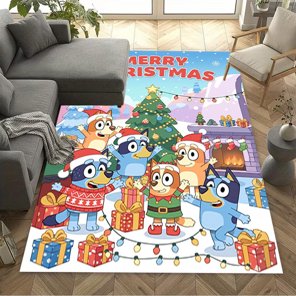 Bluey Friends Adventure Floor Rug Office Rug Suitable for Dining Room Foyer Kitchen Game Room Anti-slip Rug Anime Office Decor Gift for Festivals