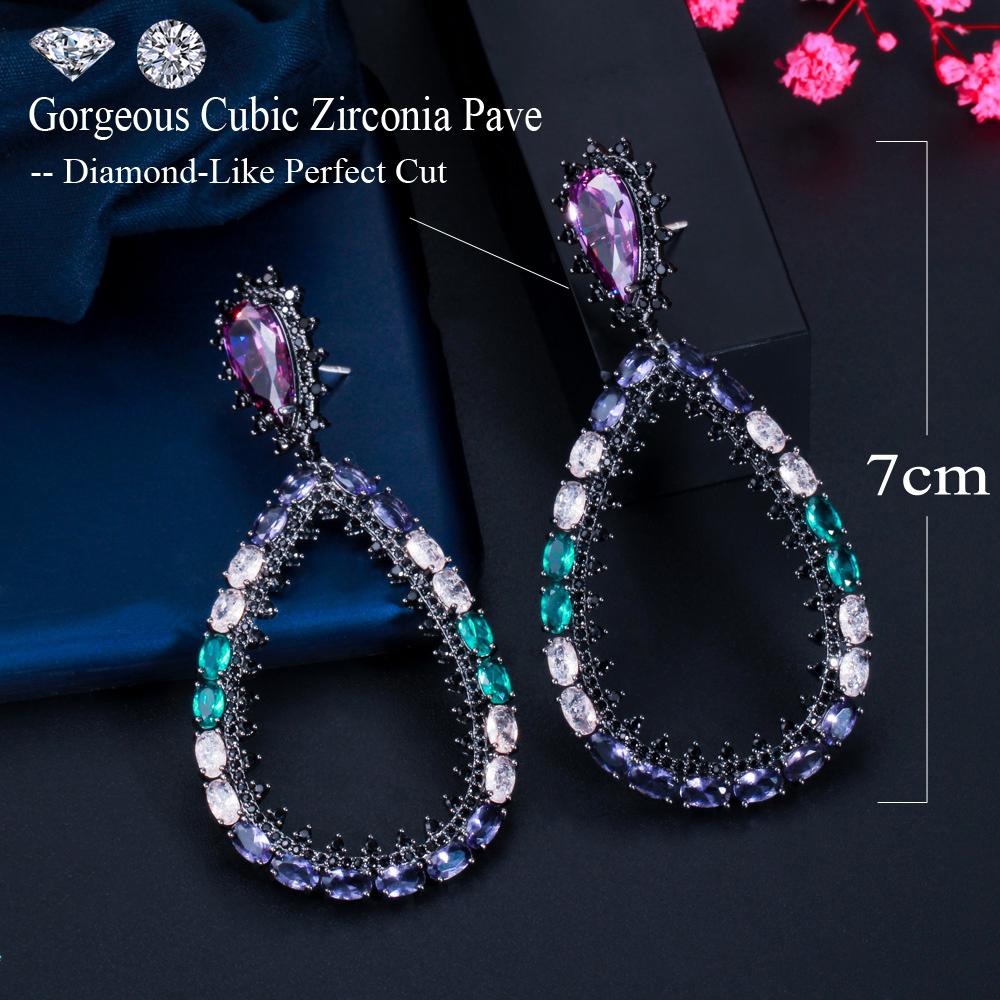 CMM Gorgeous Black Golden Color Jewelry Multicolor Hollow Water Drop Earrings