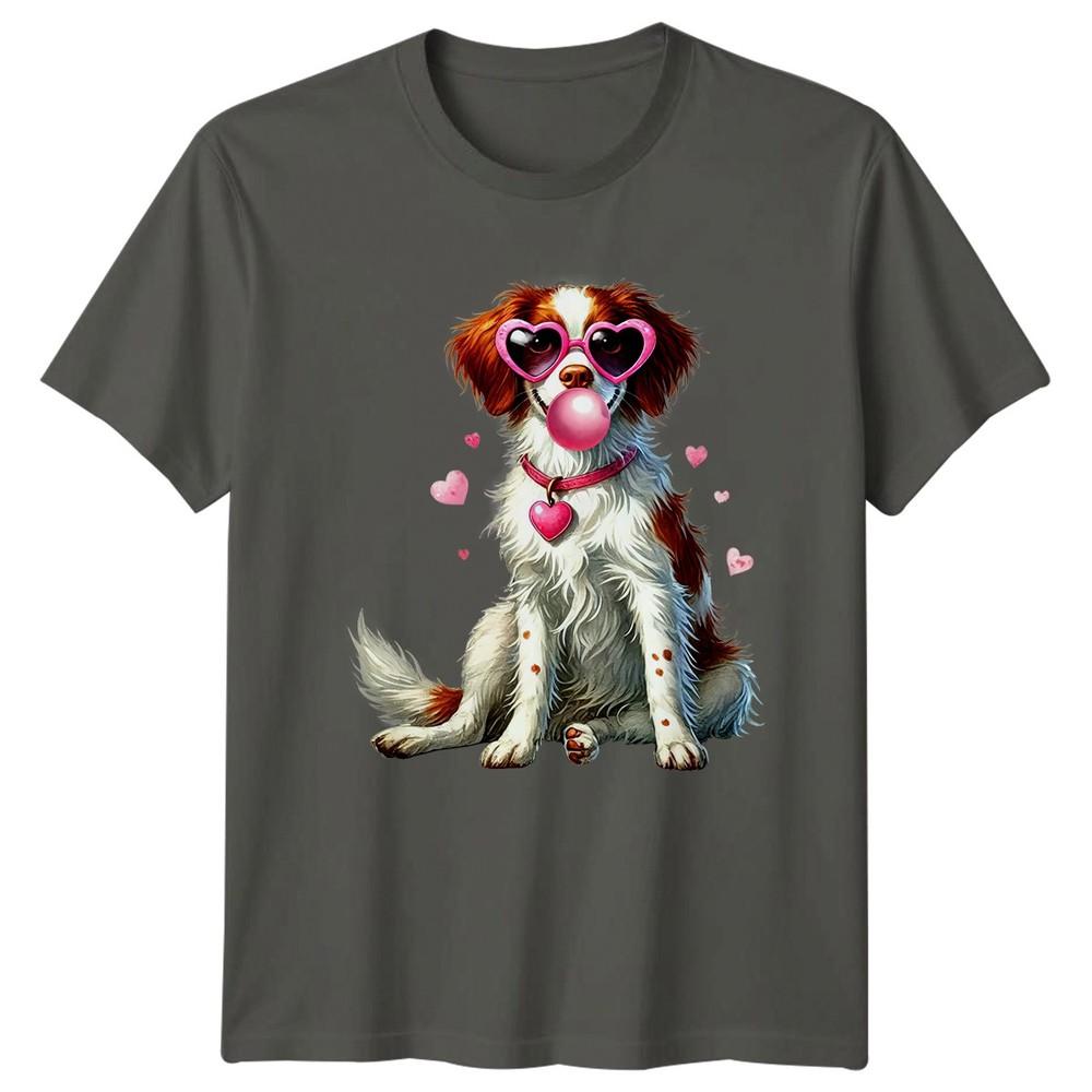 Dog Heart Sunglasses Bubblegum Animals Valentines Day Unisexs TShirt Unisexs a S