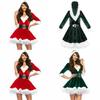 Festive Women's Girls Santa Claus Christmas Costume With Soft Velvet And Faux Fur Trim