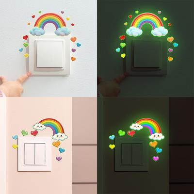 Cartoon Heart Rainbow Children's Bedroom Wall Switch Beautification Night Light Wall Sticker