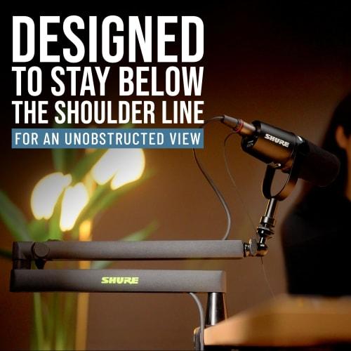 Shure by Gator Desktop Microphone Arm Stand, SH-BROADCAST2, with a Maximum Arm Length of 83.8cm and a 360-degree Rotating Base, for Audio Recording, V