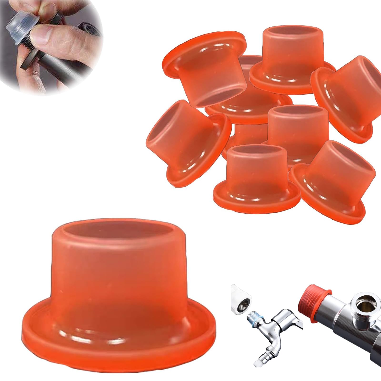 

Universal Faucet Leak-proof Sealing Gasket Silicone Pipe Faucet Plug Threaded Pipe Fittings Leak-proof Seal Buckle 10PCS красный