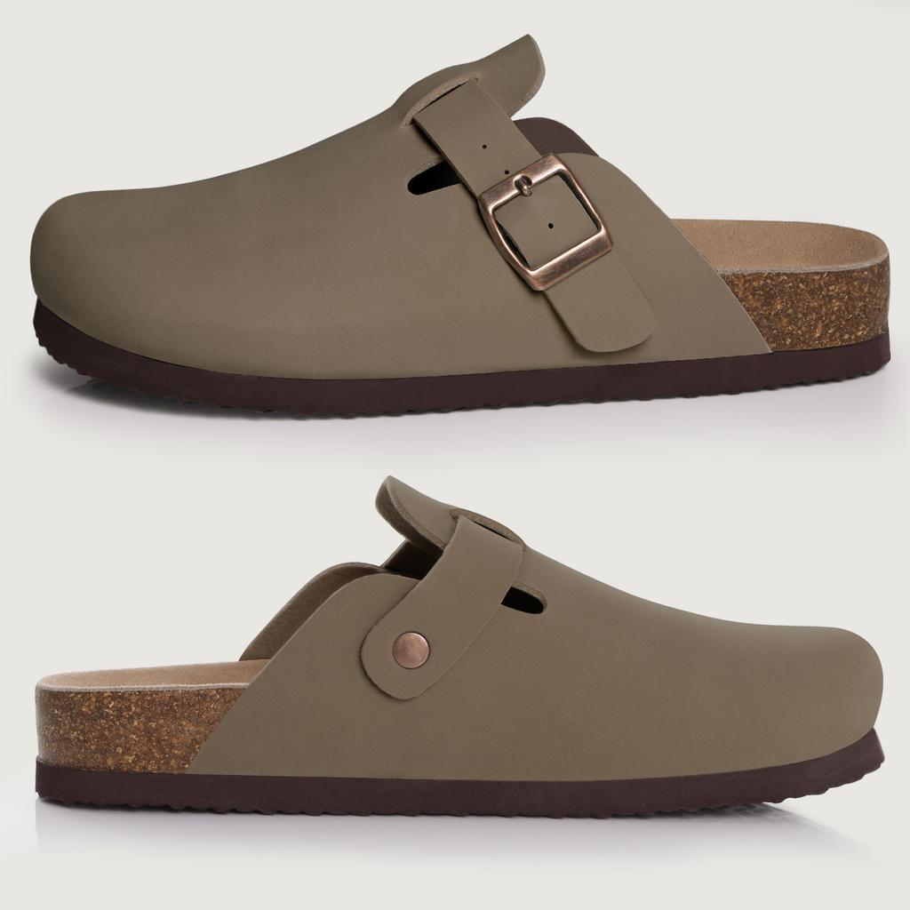 Fashion Comwarm Classic Men's Leather Clogs Slippers Fashion Cork Slippers Women Clogs Mules Outdoor Beach Sandals Casual Slides 2024