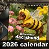 2026 Sausage Dog Calendar Planning and Organizing Planner Dog Monthly Wall Calendar for Appointment Holiday Bedroom Living Room