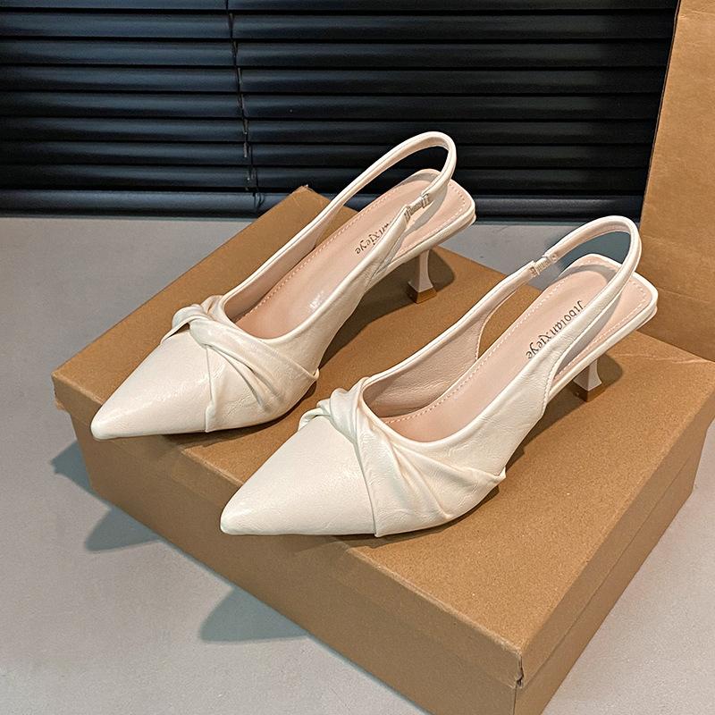 

Модные женские современные сандалии лето новая мода ремешок сзади острый носок туфли на высоком каблуке женская элегантность слипоны платье вечерние туфли 42