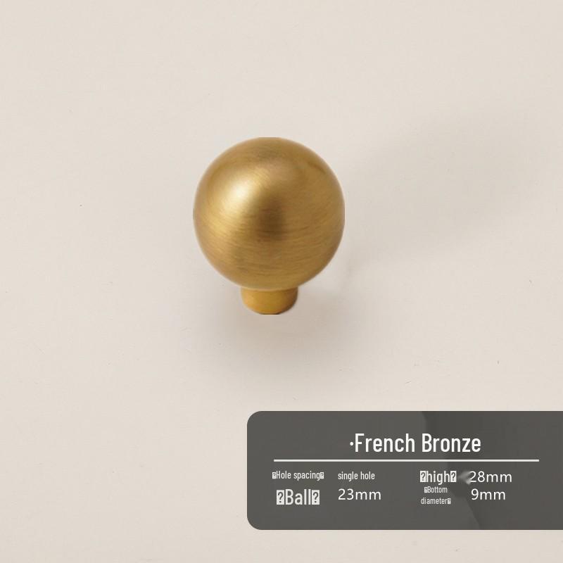 French Vintage Brass Antique Bronze Wardrobe Cabinet Handle, Single Hole Design