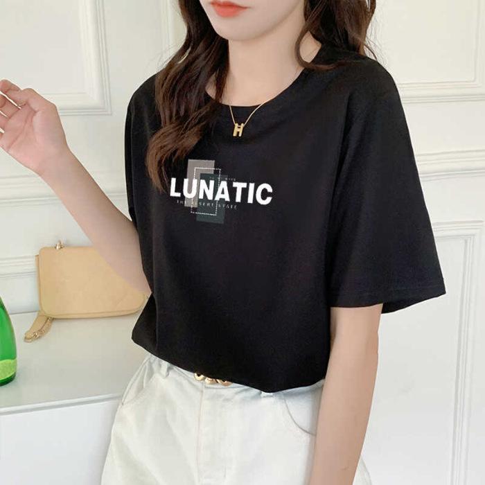 

2025 summer pure cotton white short-sleeved t-shirt women s new loose and thin foreign versatile top fashion t-shirt women 3XL