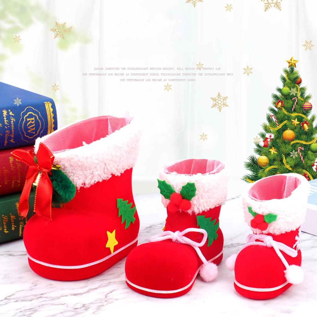 Christmas Candy Boots Santa Gift Bag Holiday Candy Treat Box for Christmas Tree Ornaments Goodie Candy Stocking Bags