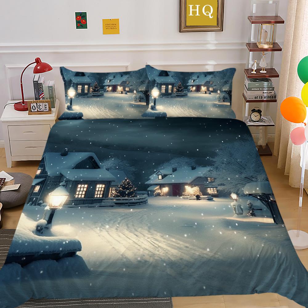 Crăciun Imprimat Home Lenjerie Queen Size Poliester Lenjerie de pat Copii Cuverturi Drăguțe de Înaltă Calitate